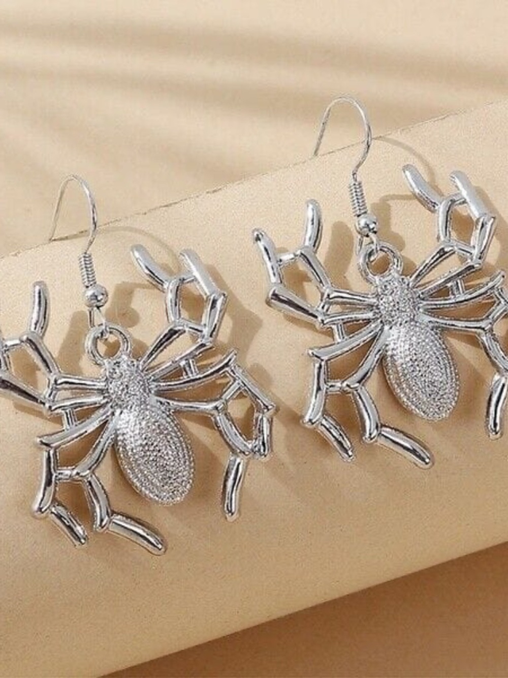 Womens Silver Widow Spider Dangle Earrings‎